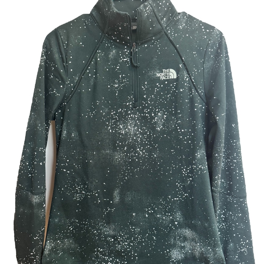 The North Face green galaxy print quarter zip